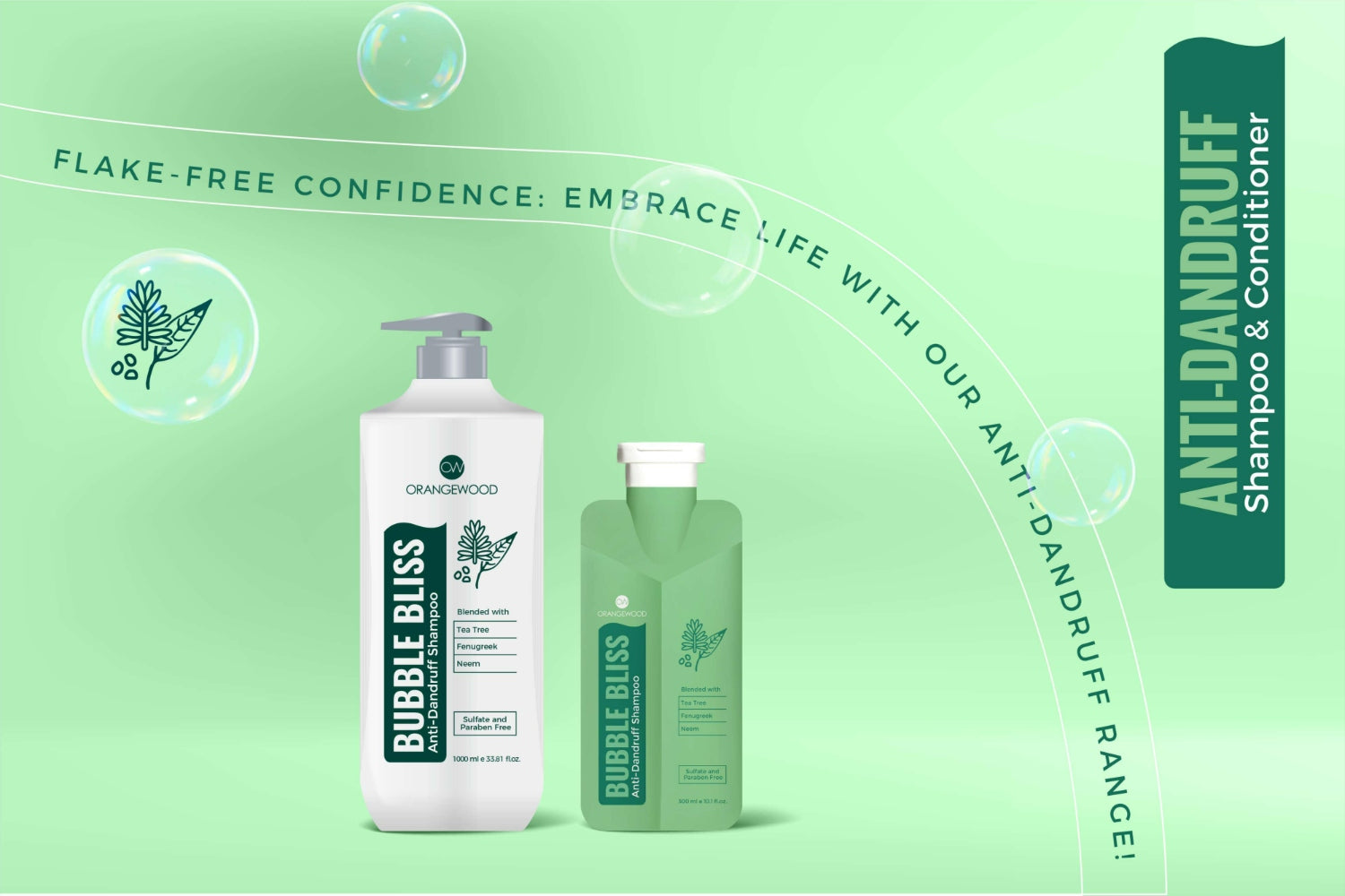 Orangewood Bubble Bliss Anti-Dandruff  Shampoo - 1000ml