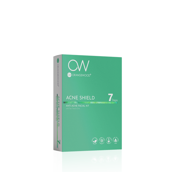 ORANGEWOOD ACNE SHIELD Anti-Acne Facial Kit – 60g | 7-Steps Pimple Control & Oil Balancing Facial | With Neem, Tea Tree & Salicylic Acid | Clears Acne & Prevents Breakouts | Unisex | All Skin Types