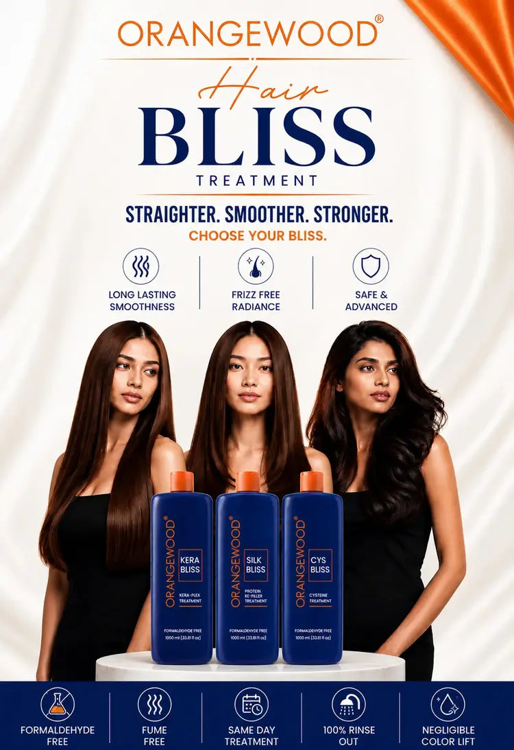 Discover Orangewood Bliss Treatments, professional hair care solutions designed to nourish, repair and rejuvenate hair while improving softness, smoothness, shine and manageability.